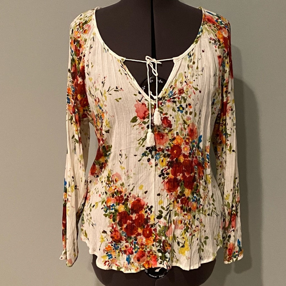 Floral tie front top